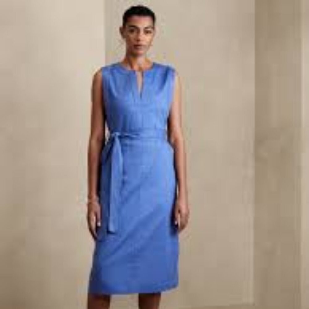 NWT Banana Republic Linen Blend Midi Shift Dress